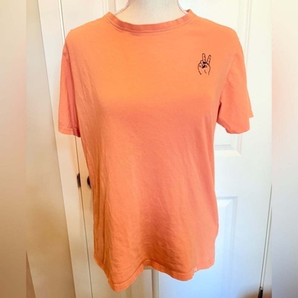 Ripzone Orange Women’s Short Sleeve T-Shirt Peace Sign Graphic Cotton Small